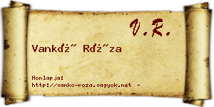 Vankó Róza névjegykártya